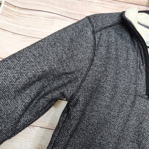 Orvis Sherpa Fleece Lined Tweed Gray 1/4 Zip Pullover Sweater Jacket Men's Small - Picture 3 of 16